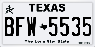 TX license plate BFW5535