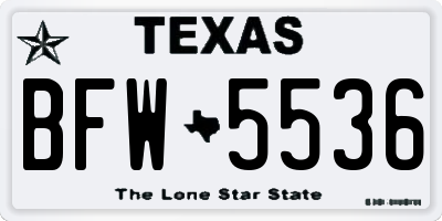 TX license plate BFW5536