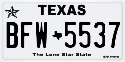 TX license plate BFW5537