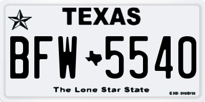 TX license plate BFW5540
