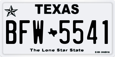 TX license plate BFW5541