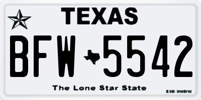 TX license plate BFW5542