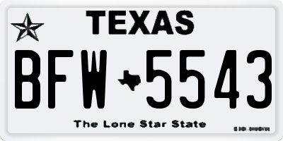 TX license plate BFW5543