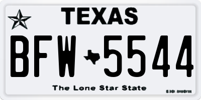 TX license plate BFW5544