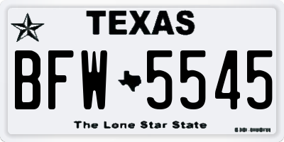TX license plate BFW5545