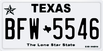 TX license plate BFW5546