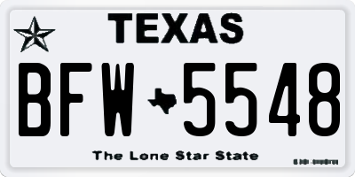 TX license plate BFW5548