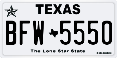 TX license plate BFW5550
