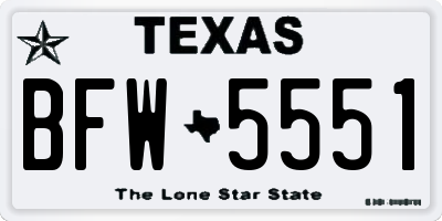 TX license plate BFW5551