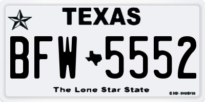 TX license plate BFW5552