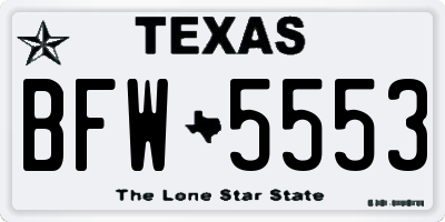 TX license plate BFW5553