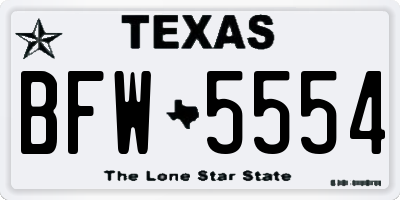 TX license plate BFW5554
