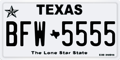 TX license plate BFW5555