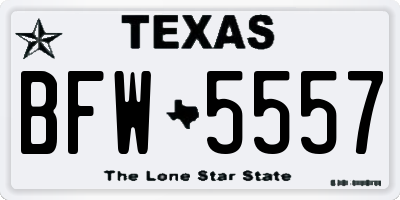 TX license plate BFW5557