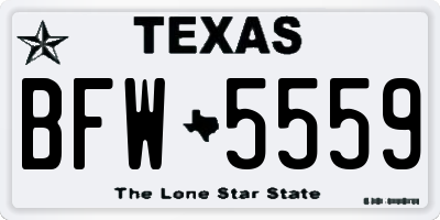 TX license plate BFW5559