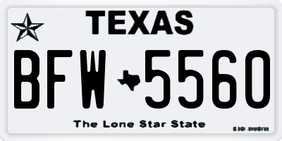 TX license plate BFW5560