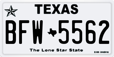 TX license plate BFW5562