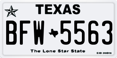 TX license plate BFW5563