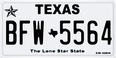 TX license plate BFW5564