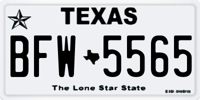 TX license plate BFW5565