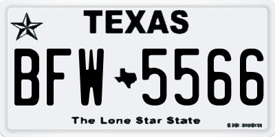 TX license plate BFW5566