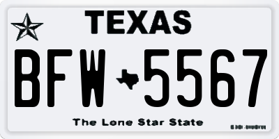 TX license plate BFW5567
