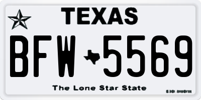 TX license plate BFW5569