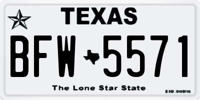 TX license plate BFW5571