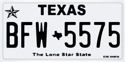 TX license plate BFW5575