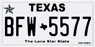 TX license plate BFW5577