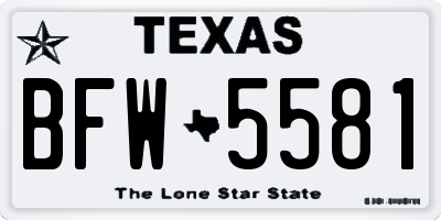 TX license plate BFW5581