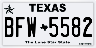 TX license plate BFW5582