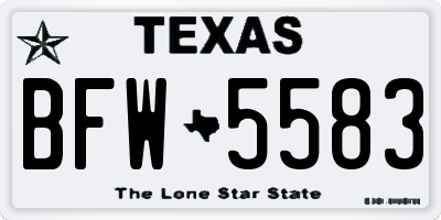 TX license plate BFW5583