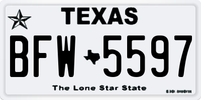 TX license plate BFW5597
