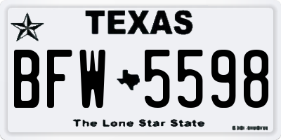 TX license plate BFW5598