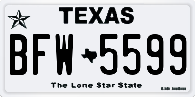 TX license plate BFW5599