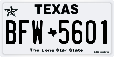 TX license plate BFW5601