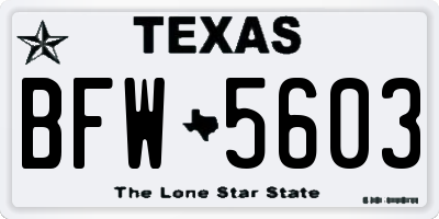TX license plate BFW5603