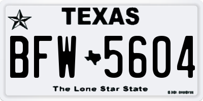 TX license plate BFW5604