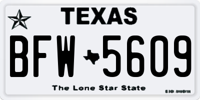 TX license plate BFW5609