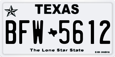 TX license plate BFW5612
