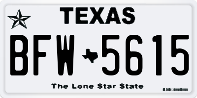 TX license plate BFW5615