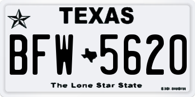 TX license plate BFW5620