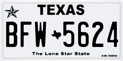 TX license plate BFW5624