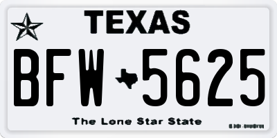TX license plate BFW5625