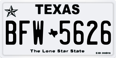 TX license plate BFW5626