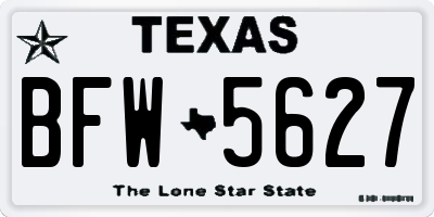 TX license plate BFW5627