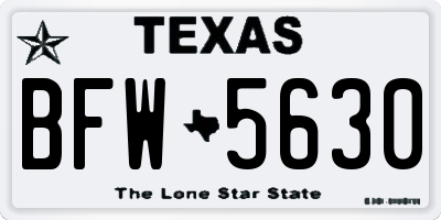 TX license plate BFW5630