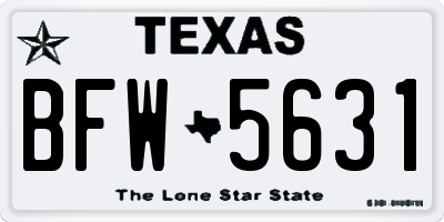TX license plate BFW5631