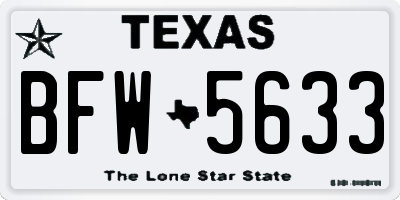 TX license plate BFW5633